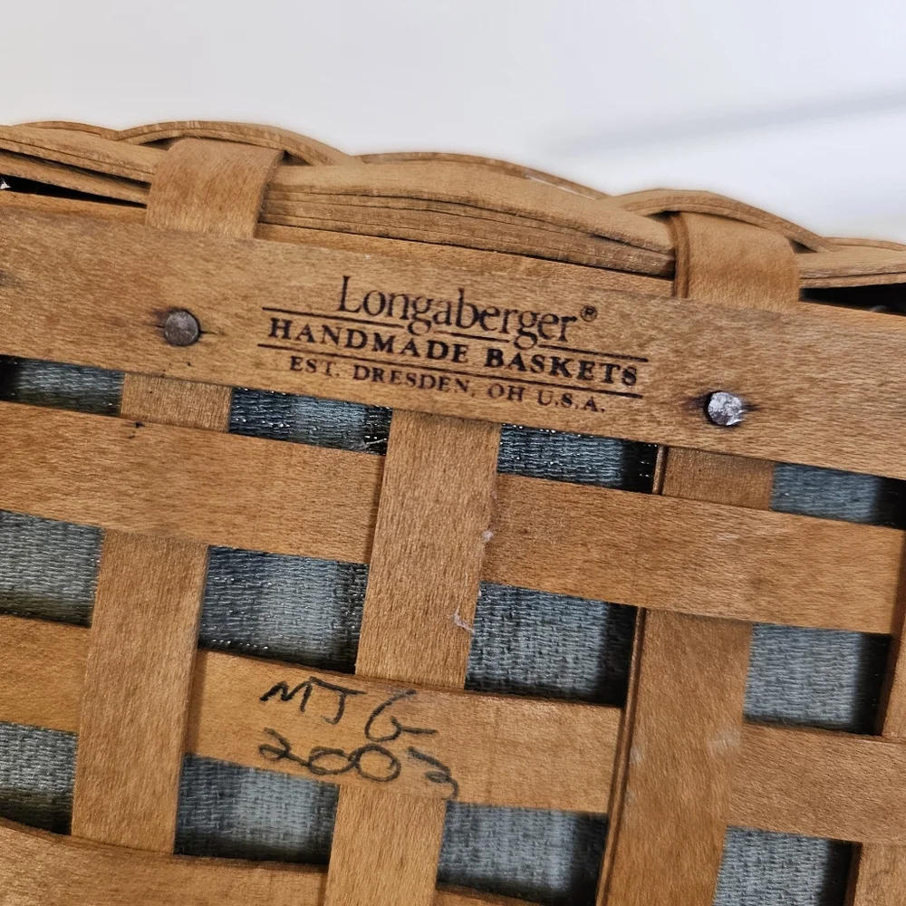Longaberger 2003 Vintage Fathers Day Pocket Change Basket Leather Trim Woven